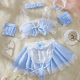 Sexy Lingerie Sets for Women, Blue Lattice Six-piece Set With Bracelet, Collar and Hairpin. Sexy Lingerie Sets for Women, Blue Lattice Six-piece Set With Bracelet, Collar and Hairpin.