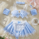 Sexy Lingerie Sets for Women, Blue Lattice Six-piece Set With Bracelet, Collar and Hairpin. Sexy Lingerie Sets for Women, Blue Lattice Six-piece Set With Bracelet, Collar and Hairpin.