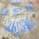 Sexy Lingerie Sets for Women, Blue Lattice Six-piece Set With Bracelet, Collar and Hairpin. Sexy Lingerie Sets for Women, Blue Lattice Six-piece Set With Bracelet, Collar and Hairpin.