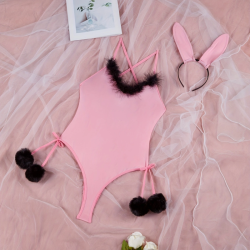 Sexy Lingerie Sets For Women Classy, Pink Flowers Lingerie With Hairpin.