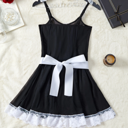 Sexy Lingerie Sets For Women, Maid Skirt Three-Piece Set With Apron And Hairpin.