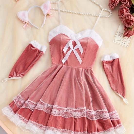 Sexy Lingerie Sets For Women, Pink Cat Four-Piece Set With Gloves, Collar And Hairpin. Sexy Lingerie Sets For Women, Pink Cat Four-Piece Set With Gloves, Collar And Hairpin.