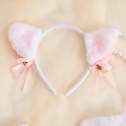 Sexy Lingerie Sets For Women, Pink Cat Four-Piece Set With Gloves, Collar And Hairpin.