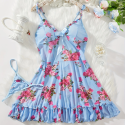 Sexy Lingerie Sets for Women Classy, Elegant Lingerie, Blue Rose Two-piece Set.