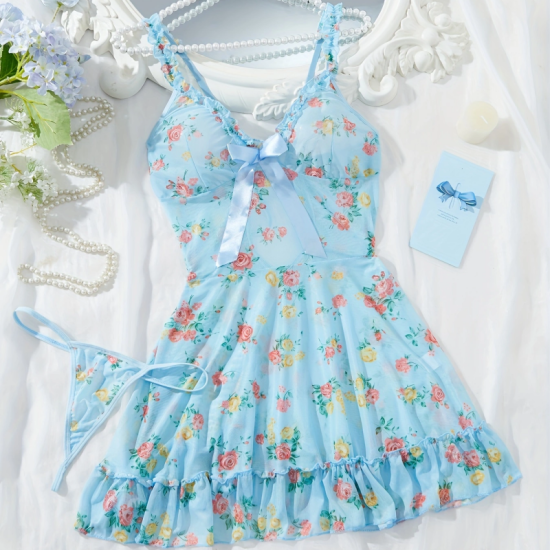Sexy Lingerie Sets For Women Classy, Elegant Lingerie, Blue Floral Two-Piece Set. Sexy Lingerie Sets For Women Classy, Elegant Lingerie, Blue Floral Two-Piece Set.