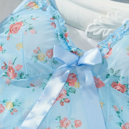 Sexy Lingerie Sets For Women Classy, Elegant Lingerie, Blue Floral Two-Piece Set. Sexy Lingerie Sets For Women Classy, Elegant Lingerie, Blue Floral Two-Piece Set.